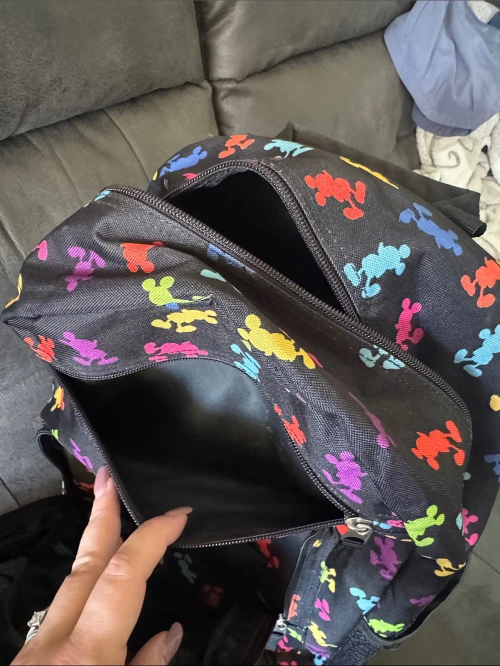 Disney Black Backpack with Multicolor Mickey Silhouettes